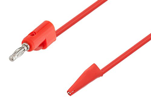 Banana Plug to Clip Mini Alligator Cable 24 Inch Length Using Red Wire