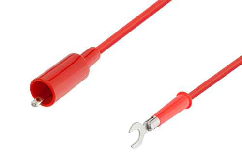 Alligator Clip to Spade Lug Cable 36 Inch Length Using Red Wire