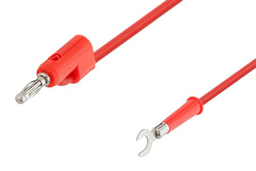 Banana Plug to Spade Lug Cable 6 Inch Length Using Red Wire