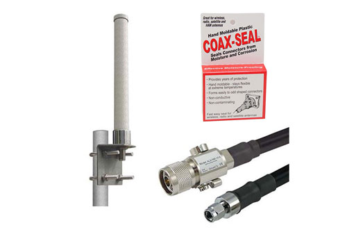 Helium Hotspot Antenna Upgrade Kit, 3dBi 800MHz Omni w/ N Male to RP-SMA Plug, 10ft Low Loss 400 Cable and Lightning Protector