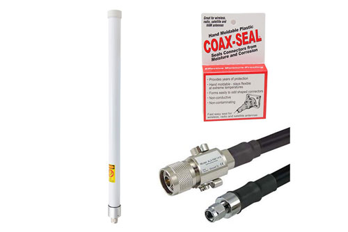 Helium Hotspot Antenna Upgrade Kit, 6dBi 800MHz Omni w/ N Male to RP-SMA Plug, 10ft Low Loss 400 Cable and Lightning Protector