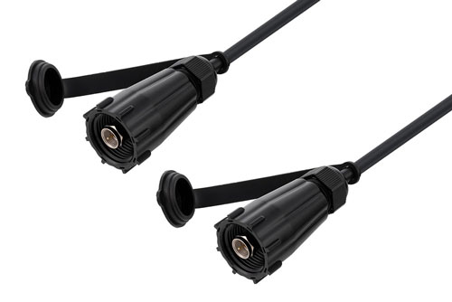 Waterproof IP68 75 Ohm F Male (Plug) to 75 Ohm F Male (Plug) Cable Using 75 Ohm RG6 Coax, Black