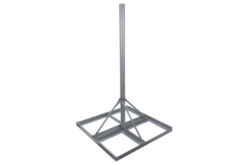 Non-Penetrating Antenna Flat Roof Mount, 1-pole Version, 60-inch Mast, Galvanized Steel with Powder Coating