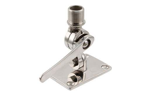 Dual Swivel Rachet Style Marine Antenna Mount, Anti Corrosion Stainless Steel, 1"-14 Male Threads