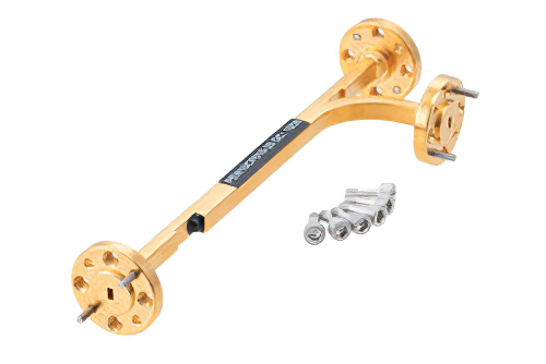 WR-10 Waveguide 20 dB Broadwall Coupler, UG-387/U Round Cover Flange, E-Plane Coupled Port, 75 GHz to 110 GHz, Oxygen Free Hard Copper