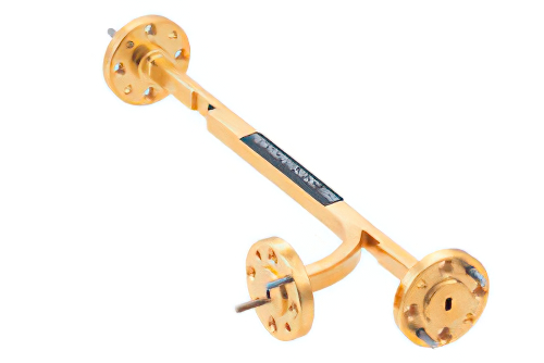 WR-10 Waveguide 20 dB Broadwall Coupler, UG-387/U Round Cover Flange, E-Plane Coupled Port, 75 GHz to 110 GHz, Oxygen Free Hard Copper