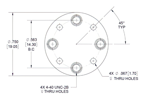 WR-10 Waveguide Short Plate, UG-Cover Round Flange, 4mm Copper