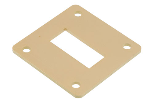 WR-112 Waveguide Shim, Square UG-Cover Flange Configuration, Frequency Range: 6.57 GHz to 9.99 GHz, 2 mm Thick Brass Construction