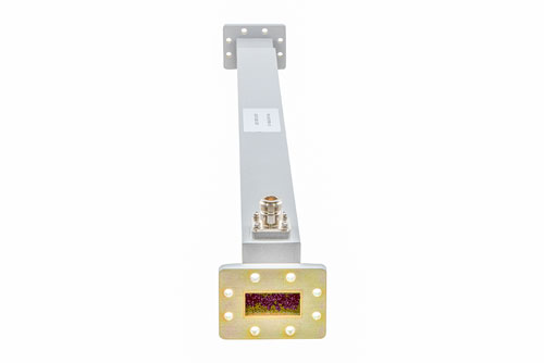WR-137 Waveguide 10 dB Broadwall Coupler, CPR137F Flange, N-Type Female Coupled Port, 5.38 GHz to 8.17 GHz, Aluminum