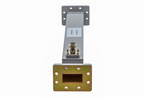 WR-137 Waveguide 30 dB Broadwall Coupler, CPR137F Flange, N-Type Female Coupled Port, 5.38 GHz to 8.17 GHz, Aluminum