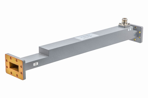 WR-137 Waveguide 30 dB Broadwall Coupler, CPR137F Flange, N-Type Female Coupled Port, 5.38 GHz to 8.17 GHz, Aluminum