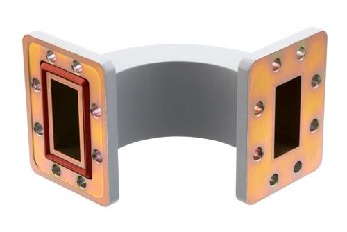 WR-159 Waveguide E-Bend with UG Cover and Grooved Flanges Operating from 4.64 GHz to 7.05 GHz