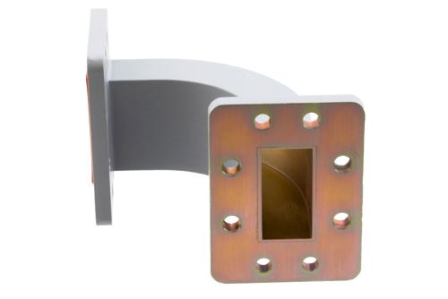 WR-159 Waveguide E-Bend with UG Cover and Grooved Flanges Operating from 4.64 GHz to 7.05 GHz