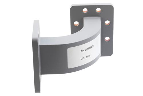 WR-159 Waveguide E-Bend with UG Cover and Grooved Flanges Operating from 4.64 GHz to 7.05 GHz