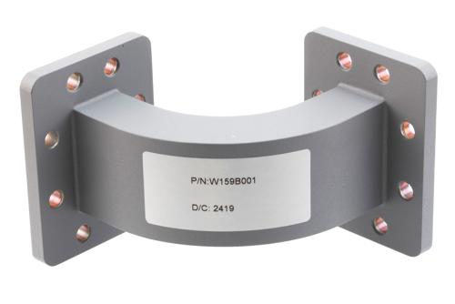 WR-159 Waveguide E-Bend with UG Cover and Grooved Flanges Operating from 4.64 GHz to 7.05 GHz