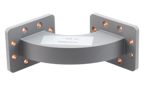 WR-159 Waveguide H-Bend with UG Cover and Grooved Flanges Operating from 4.64 GHz to 7.05 GHz