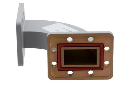 WR-159 Waveguide H-Bend with UG Cover and Grooved Flanges Operating from 4.64 GHz to 7.05 GHz