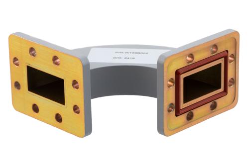 WR-159 Waveguide H-Bend with UG Cover and Grooved Flanges Operating from 4.64 GHz to 7.05 GHz