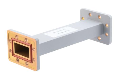 WR-159 Straight Waveguide Section 8 Inch Length, UG Cover and Grooved Flanges from 4.64 GHz to 7.05 GHz