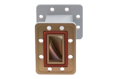 WR-159 90 Degree Waveguide Right Hand Twist With a UG Cover and Grooved Flanges Operating From 4.64 GHz to 7.05 GHz