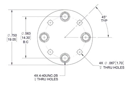 WR-15 Waveguide Short Plate, UG-Cover Round Flange, 4mm Copper