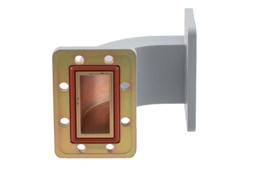 WR-187 Waveguide E-Bend with UG Cover and Grooved Flanges Operating from 3.94 GHz to 5.99 GHz