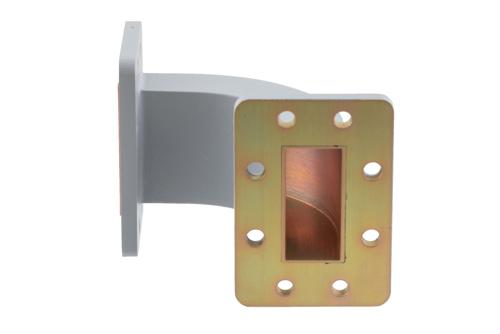 WR-187 Waveguide E-Bend with UG Cover and Grooved Flanges Operating from 3.94 GHz to 5.99 GHz