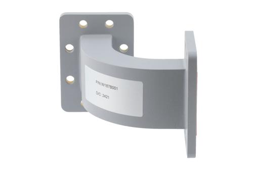 WR-187 Waveguide E-Bend with UG Cover and Grooved Flanges Operating from 3.94 GHz to 5.99 GHz