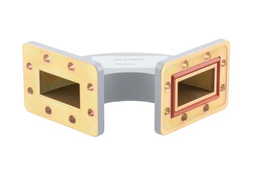 WR-187 Waveguide H-Bend with UG Cover and Grooved Flanges Operating from 3.94 GHz to 5.99 GHz