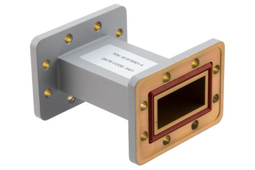WR-187 Straight Waveguide Section 4 Inch Length, UG Cover and Grooved Flanges from 3.94 GHz to 5.99 GHz