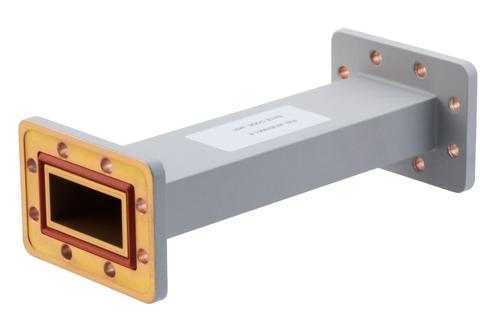 WR-187 Straight Waveguide Section 8 Inch Length, UG Cover and Grooved Flanges from 3.94 GHz to 5.99 GHz