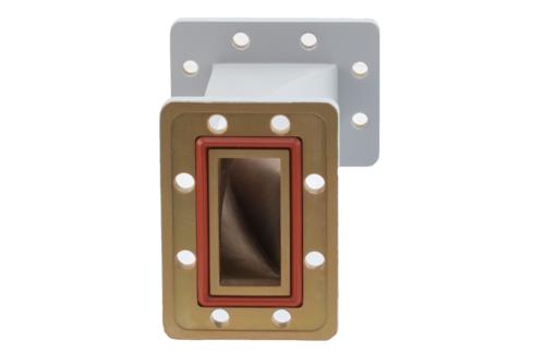 WR-187 90 Degree Waveguide Right Hand Twist With a UG Cover and Grooved Flanges Operating From 3.94 GHz to 5.99 GHz