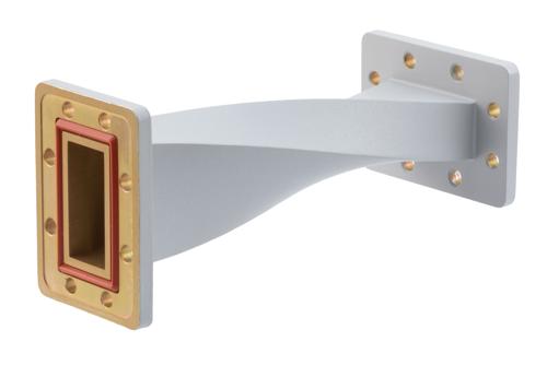 WR-187 90 Degree Waveguide Right Hand Twist With a UG Cover and Grooved Flanges Operating From 3.94 GHz to 5.99 GHz