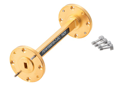 WR-19 Instrumentation Grade Straight Waveguide Section 3 Inch Length, UG-383/U-Mod Round Cover Flange from 40 GHz to 60 GHz