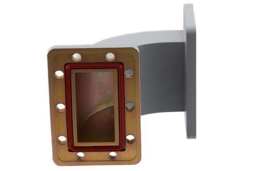 WR-229 Waveguide E-Bend with UG Cover and Grooved Flanges Operating from 3.22 GHz to 4.9 GHz