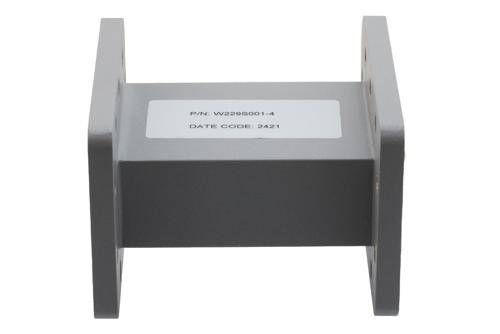 WR-229 Straight Waveguide Section 4 Inch Length, UG Cover and Grooved Flanges from 3.3 GHz to 4.9 GHz