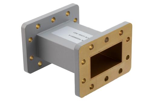 WR-229 Straight Waveguide Section 4 Inch Length, UG Cover and Grooved Flanges from 3.3 GHz to 4.9 GHz