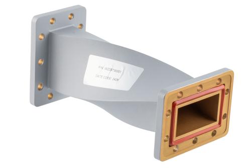 WR-229 90 Degree Waveguide Right Hand Twist With a UG Cover and Grooved Flanges Operating From 3.22 GHz to 4.9 GHz