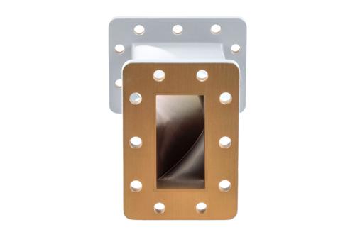 WR-229 90 Degree Waveguide Right Hand Twist With a UG Cover and Grooved Flanges Operating From 3.22 GHz to 4.9 GHz