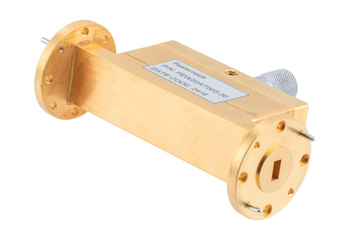 WR-22 Waveguide Continuously Variable Attenuator, 0 to 30 dB, from 33 GHz to 50 GHz, UG-383/U Round Cover Flange, Dial