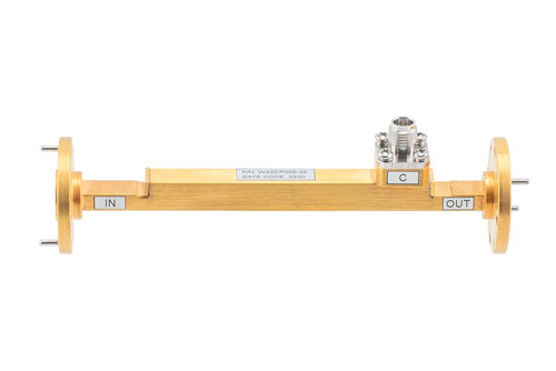 WR-22 Waveguide 30 dB Broadwall Coupler, UG Cover Flange, 2.4mm Female Coupled Port, 33 GHz to 50 GHz, Copper