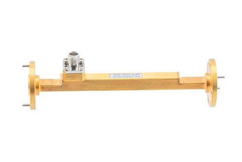 WR-22 Waveguide 30 dB Broadwall Coupler, UG Cover Flange, 2.4mm Female Coupled Port, 33 GHz to 50 GHz, Copper