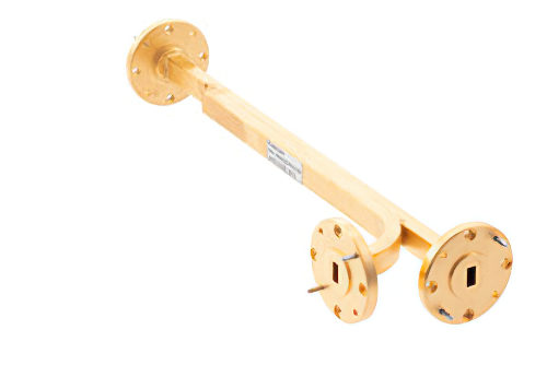 WR-22 Waveguide 20 dB Broadwall Coupler, UG-383/U Round Cover Flange, E-Plane Coupled Port, 33 GHz to 50 GHz, Brass Copper