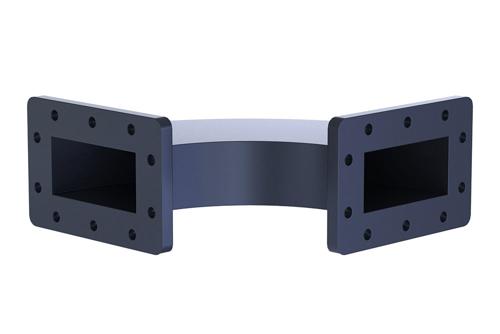 WR-284 Waveguide H-Bend with CPR-284F Flanges Operating from 2.6 GHz to 3.95 GHz