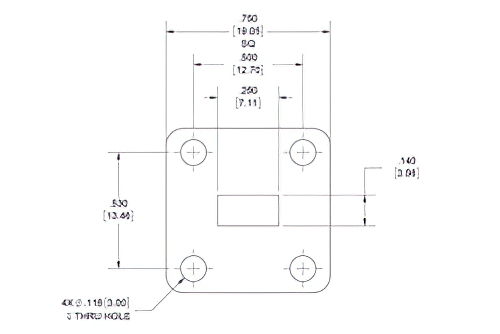 WR-28 Waveguide Shim, UG-Cover Square flange, 3mm Brass