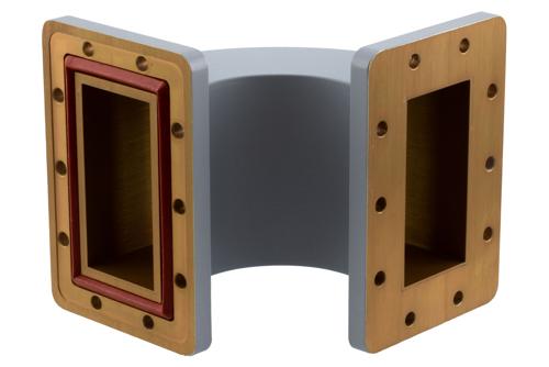 WR-340 Waveguide E-Bend with UG Cover and Grooved Flanges Operating from 2.17 GHz to 3.3 GHz