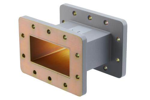 WR-340 Straight Waveguide Section 4 Inch Length, UG Cover and Grooved Flanges from 2.17 GHz to 3.3 GHz