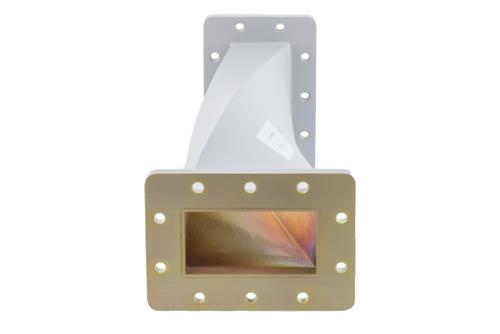 WR-340 90 Degree Waveguide Right Hand Twist With a UG Cover and Grooved Flanges Operating From 2.17 GHz to 3.3 GHz