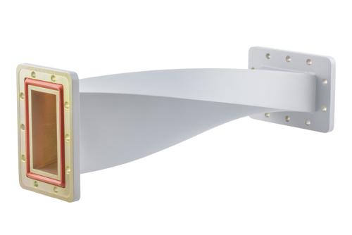 WR-340 90 Degree Waveguide Right Hand Twist With a UG Cover and Grooved Flanges Operating From 2.17 GHz to 3.3 GHz