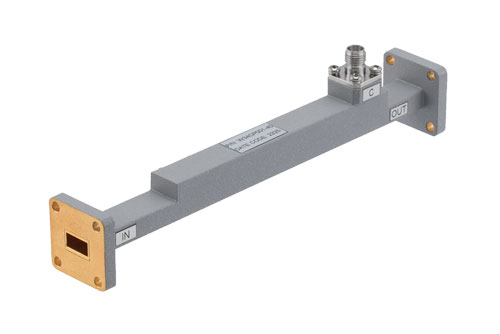 WR-34 Waveguide 40 dB Broadwall Coupler, UG-1530/U Flange, 2.92mm Female Coupled Port, 21.7 GHz to 33 GHz, Copper